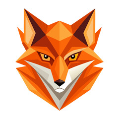 Geometric Minimalist Orange Fox Heads in Symmetrical Mascot Arrangement