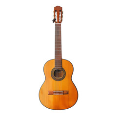 Obraz premium Acoustic classical guitar with six strings on transparent background