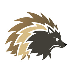 Neutral-Toned Spiky Hedgehog Silhouette in Modern Minimalist Views for Tech Mascot