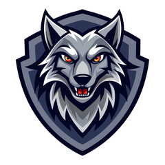 Alpha Wolf Crest with Intense Expression and Spiky Fur Lines for Team Branding