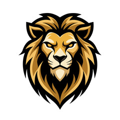 Minimalist Fierce-Eyed Lion Face in Clean Vector Strokes and Smooth Curves