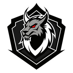 Minimalist Mythical Beast Esports Badge in Silhouette on Bold Black Frame