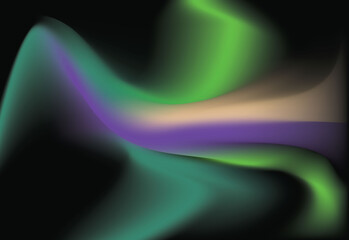 Green Neon Wave Abstract Background on Black