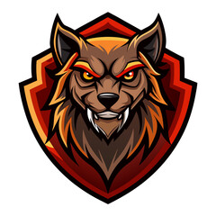 Strong Animal Mascot with Intense Glare and Detailed Fur in Esports Shield