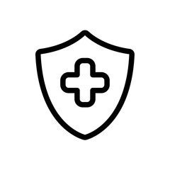 Health Shield Line Icon of Health Insurance and Coverage Icon Set