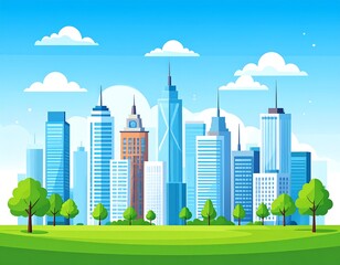 Obraz premium Cityscape illustration, bright and colorful