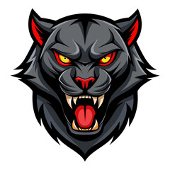 Black Panther with Bared Fangs and Red Eyes in Dynamic Action Pose