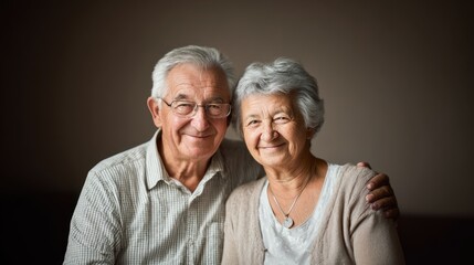 Heartwarming Moment of Senior Couple in Close Embrace and Smile
