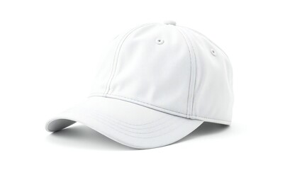 Fototapeta premium A plain white baseball cap isolated on a white background