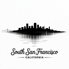 Obraz premium South San Francisco California Skyline Silhouette — An Industrial and Commercial Hub on the Bay Vector Illustration
