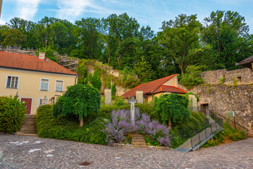 Sunset view of Trencin castle in Slovakia