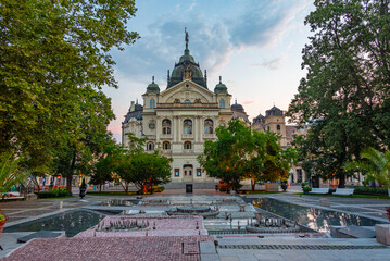 Sunrise view of the national theatre in Kosice, Slovakia