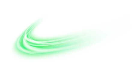 Shining green Neon Trail Effect on transparent background