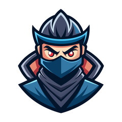 Minimalist Ninja with Mask, Headband, and Gradients for Stealth Mascot Logo