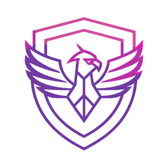 Sleek Violet Shield with Minimal Eagle Head and Modern Typography