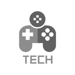 Obraz premium Minimal Tech Controller Icon with Grid Shadow and Grayscale Palette