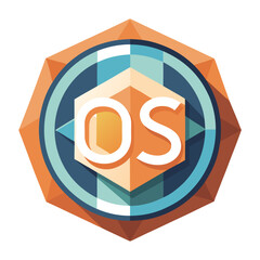 Clean &ldquo;OS&rdquo; Badge with Overlapping Geometry, Gradients, and Shadows