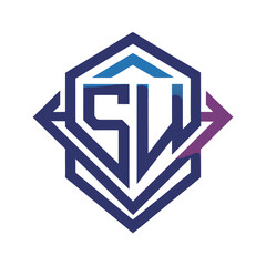 Layered “SW” Monogram with Stylized Bevels for Modern Branding