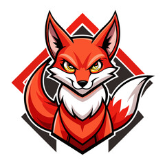 Mischievous Red Fox with Oversized Ears in Action Pose and Geometric Background