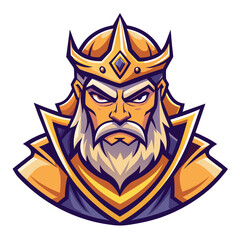 Obraz premium Stylized King with Golden Crown and Stern Expression in Bold Vector Lines