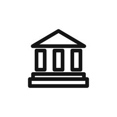Bank Institution Line Icon of Digital Banking and Fintech Icon Set