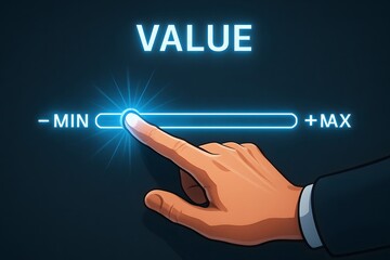 Hand adjusting a slider to increase value from minimum to maximum