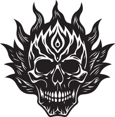 A vintage tribal skull with wings and crown tattoo emblem is a detailed illustration of a biker symbol with an ornamental design
