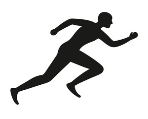 Silhouette of a runner sprinting, minimal vector, isolated on white background