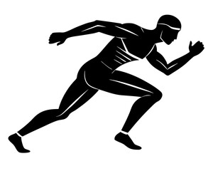 Silhouette of a runner sprinting, minimal vector, isolated on white background