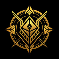 Golden Runic Emblem on Black &ndash; Mysterious Fantasy Vector Logo