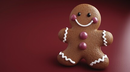 Cute Gingerbread Man with Pink Decor (Christmas & Kids Design)