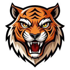 Fototapeta premium Symmetrical Angry Tiger Icon with Sharp Strokes and HD Vector Finish