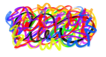 Transparent Background Colorful Crayon Scribbles
