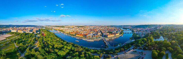 Fototapeta premium Panorama view of Prague from Letna plain, Czech republic