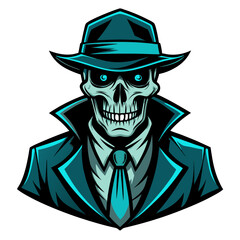 Elephant Head Emblem with Ornamental Lines and Symmetrical Dark Background Layout