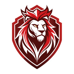 Fototapeta premium Abstract Lion Crest with Mane Swirls and Angular Minimal Form