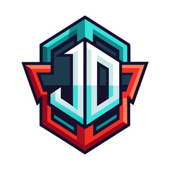 Modern Geometric “JD” Emblem with Abstract Spacing for Sleek Esports Branding