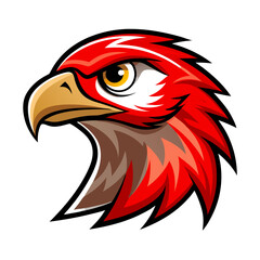 Red Hawk Head with Aerodynamic Feather Layers and Strong Shadow Lines