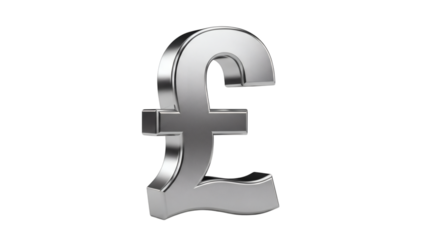 Sleek Silver Pound Symbol on Black, Shining with Metallic Luster and Financial Strength