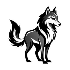 Simple Black-and-White Wolf Design with Dynamic Negative Space and Clean Curves