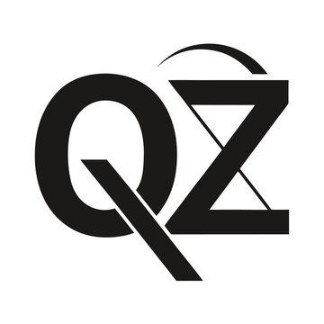 Minimalist &ldquo;QZ&rdquo; Initials Logo in Clean Black Strokes with Open Structure for Abstract Vector Branding