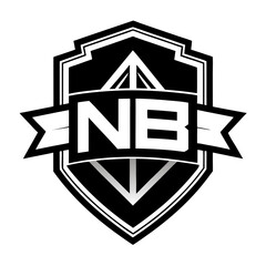 Futuristic “N” and “B” Initials Badge with Corner-Jointed Design in Clean Black Lines for Esports Theme