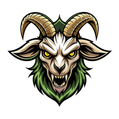 Aggressive Goat Skull Mascot with Twisted Horns and Grunge Detailing in Vector Style for Dark Esports Branding