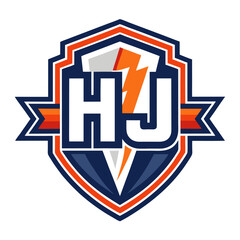 Classic “HJL” Badge with Dynamic Italic Letters and Bold Outlines in Sports Team Vector Design