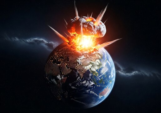 Massive Asteroid Impact on Earth, Catastrophic Explosion.