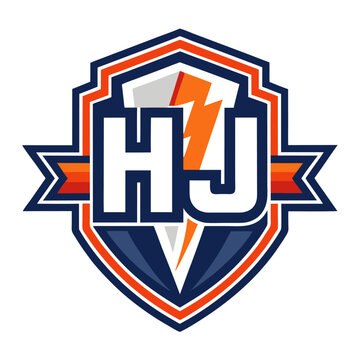Classic &ldquo;HJL&rdquo; Badge with Dynamic Italic Letters and Bold Outlines in Sports Team Vector Design