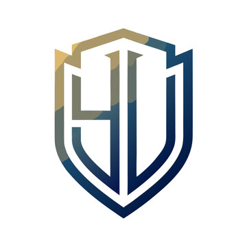 Modern &ldquo;HJL&rdquo; Monogram in Shield Shape with Subtle Gradient-Ready Vector Style for Branding