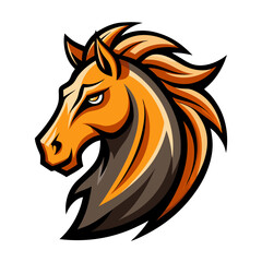 Obraz premium Fierce Horse Mascot Head with Flowing Mane in Bold Vector Style