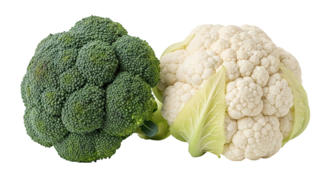 Fresh cauliflower and broccoli sit together, ready for your creative culinary creations to commence