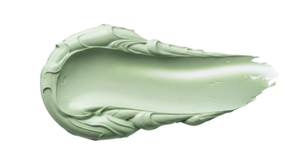 Creamy light green cosmetic mask smear on a black background ready for product demonstration